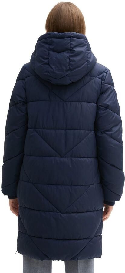 Tom Tailor Getailleerde gewatteerde lange jas met capuchon - Foto 3