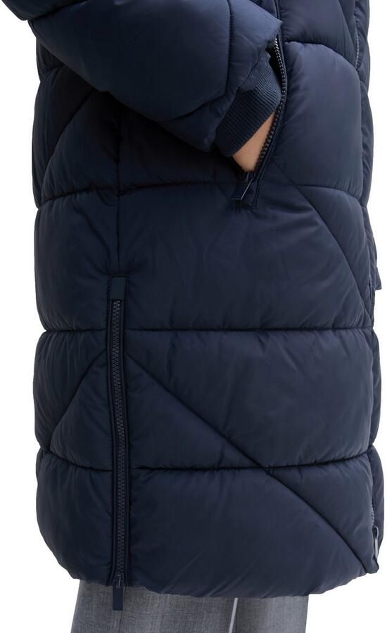 Tom Tailor Getailleerde gewatteerde lange jas met capuchon - Foto 2