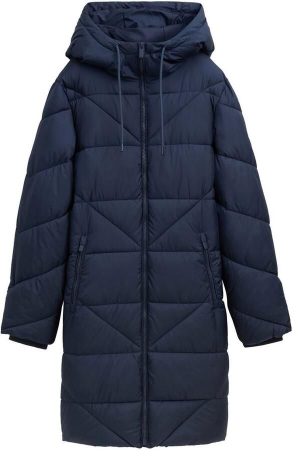 Tom Tailor Getailleerde gewatteerde lange jas met capuchon