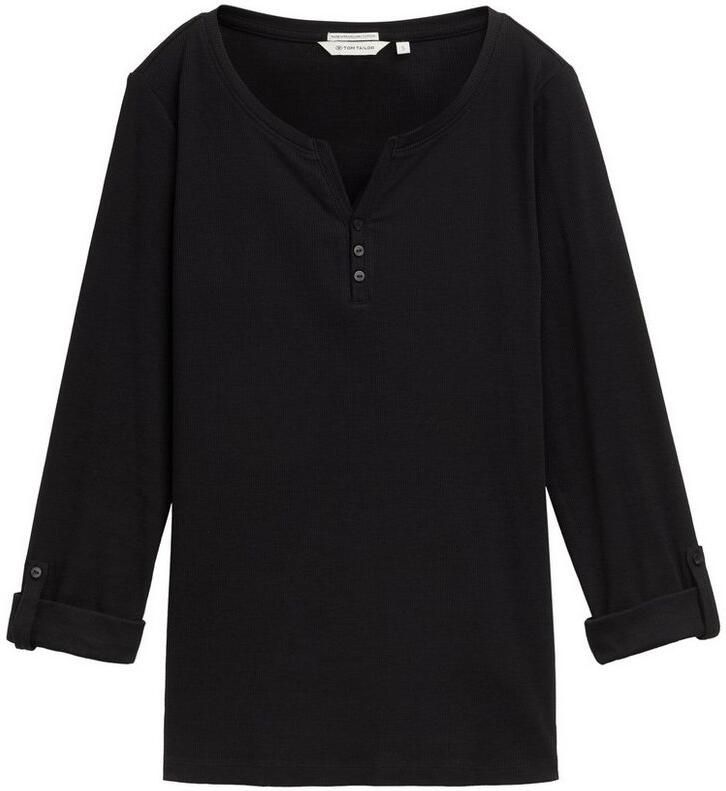 Tom Tailor Henleyshirt met omslagmouwen - Foto 3