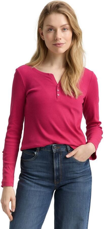 Tom Tailor Henleyshirt met omslagmouwen - Foto 6