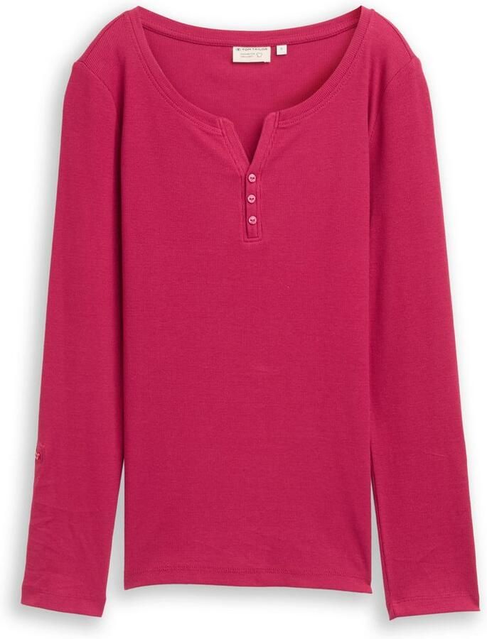 Tom Tailor Henleyshirt met omslagmouwen - Foto 1