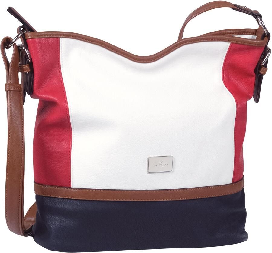 Tom Tailor Hobo-tas Juna van zacht generfd leerachtig materiaal met glanzende metalen accessoires