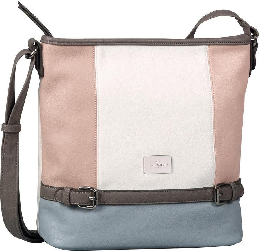 Tom Tailor Hobo-tas Juna van zacht generfd leerachtig materiaal met glanzende metalen accessoires