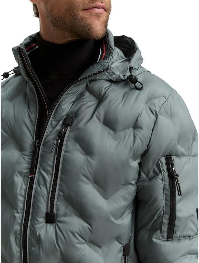 Tom Tailor Regular fit gewatteerd jack met opbergbare capuchon in de kraag