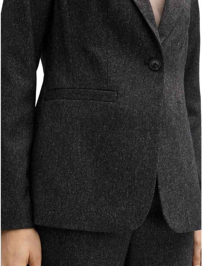 Tom Tailor Shaped fit blazer in gemêleerde look met 1-knoopssluiting