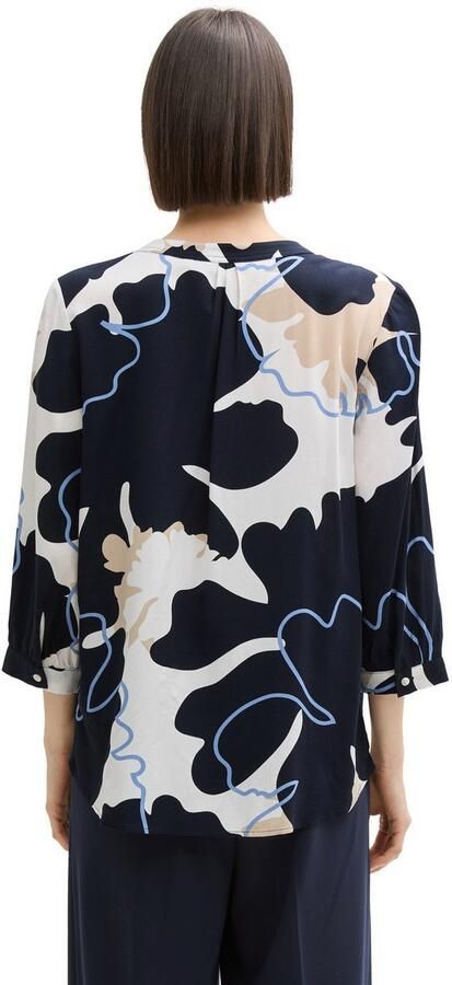 Tom Tailor Loose fit blouse met korte mouwen van pure viscose met all-over motief - Foto 5