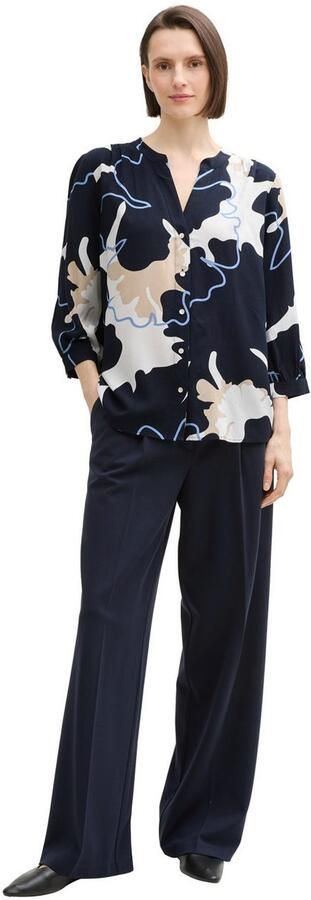 Tom Tailor Loose fit blouse met korte mouwen van pure viscose met all-over motief - Foto 4