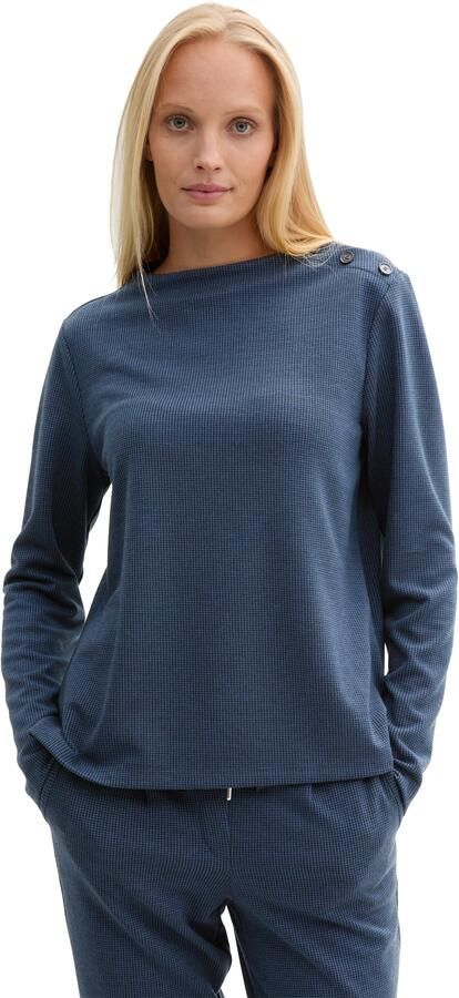 Tom Tailor Lang sweatshirt met knopen op de schouder - Foto 5