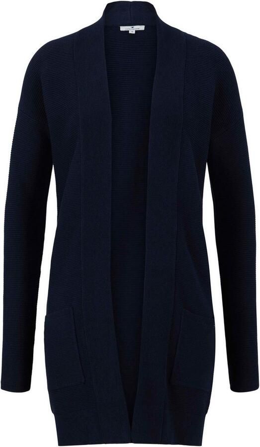 Tom Tailor Lang vest van geribd gebreide stof met opgestikte zakken - Foto 3