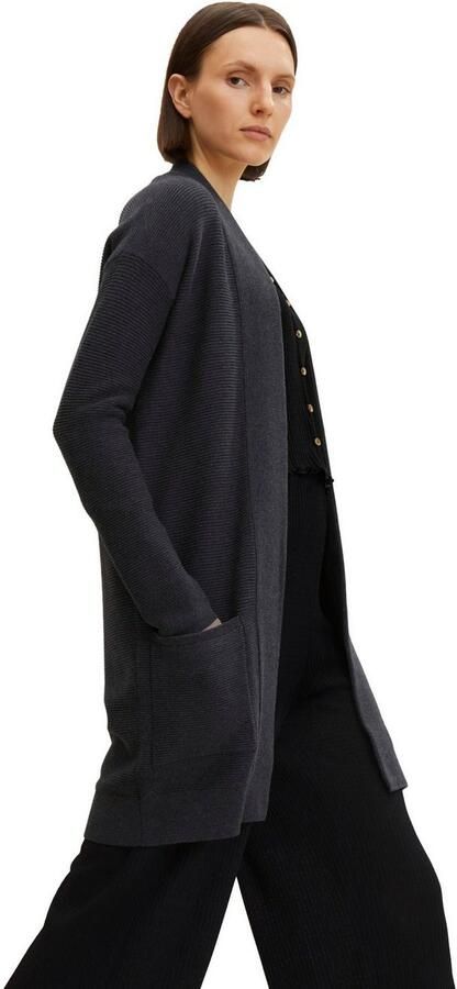 Tom Tailor Lang vest van geribd gebreide stof met opgestikte zakken - Foto 9