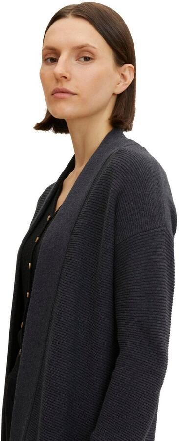 Tom Tailor Lang vest van geribd gebreide stof met opgestikte zakken - Foto 5