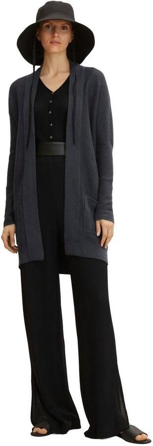 Tom Tailor Lang vest van geribd gebreide stof met opgestikte zakken - Foto 8