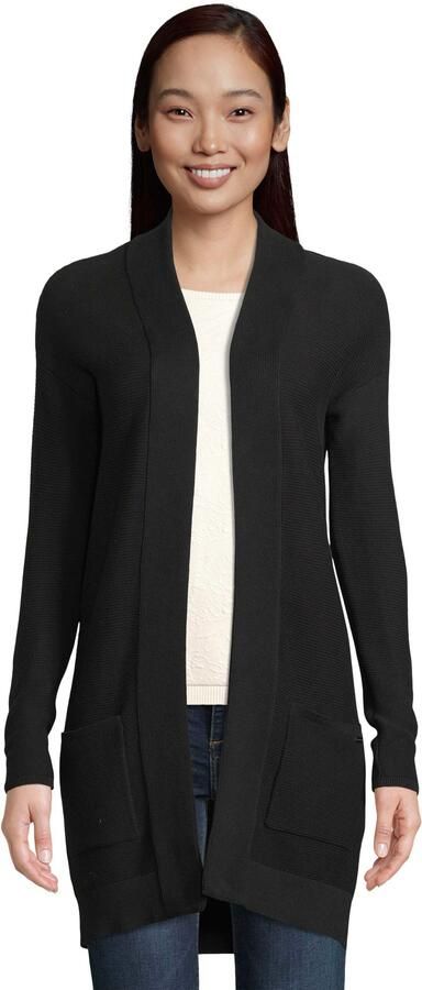 Tom Tailor Lang vest van geribd gebreide stof met opgestikte zakken