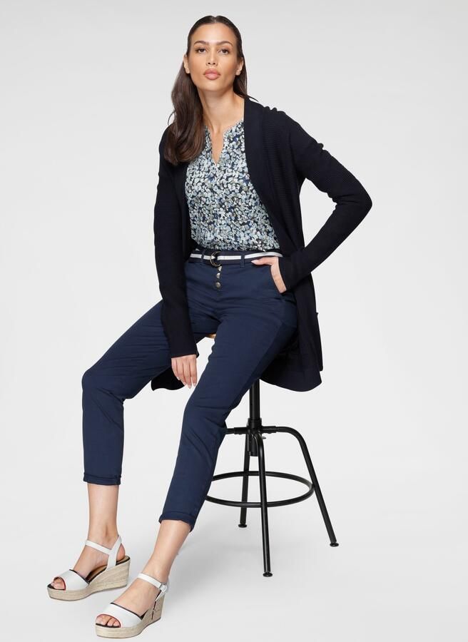 Tom Tailor Lang vest van geribd gebreide stof met opgestikte zakken