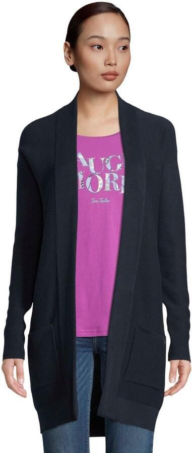 Tom Tailor Lang vest van geribd gebreide stof met opgestikte zakken - Foto 4