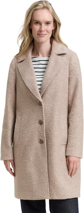 Tom Tailor Lange regular fit lange jas van teddybont met strookzakken - Foto 6