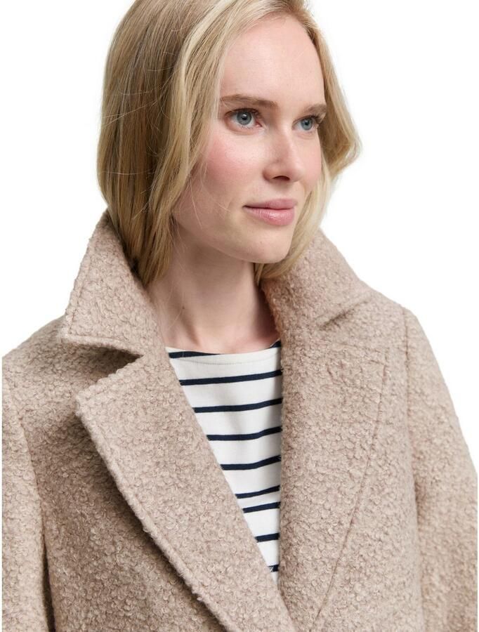 Tom Tailor Lange regular fit lange jas van teddybont met strookzakken