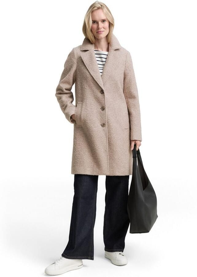 Tom Tailor Lange regular fit lange jas van teddybont met strookzakken - Foto 3