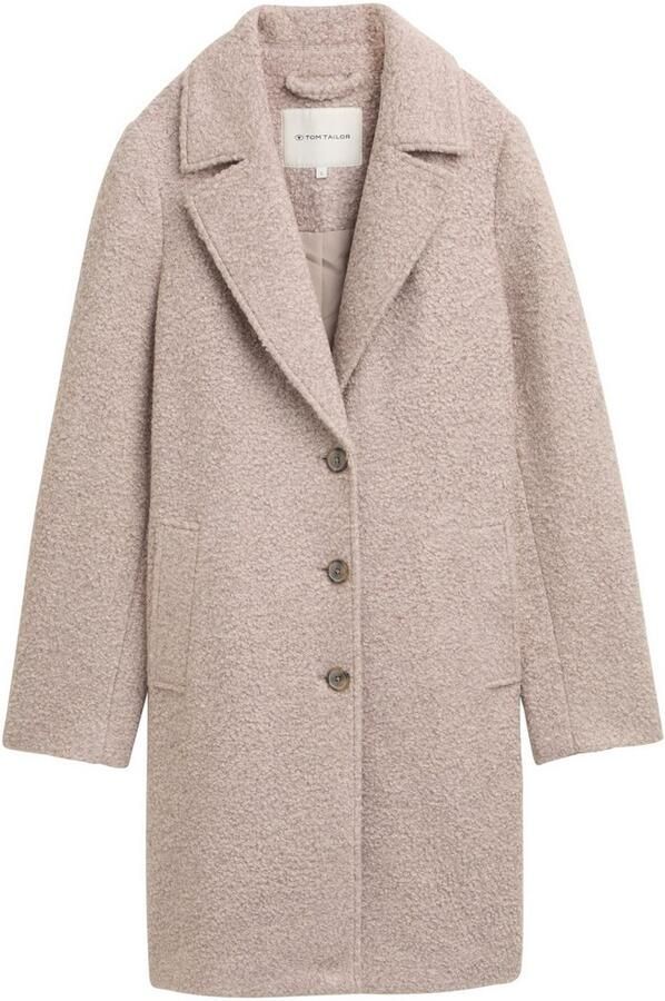 Tom Tailor Lange regular fit lange jas van teddybont met strookzakken - Foto 4