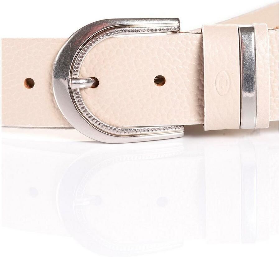 Tom Tailor Leren riem TTSANDRA 3 5 cm brede damesriem genarbde oppervlakte gesp zilverkleurig - Foto 2