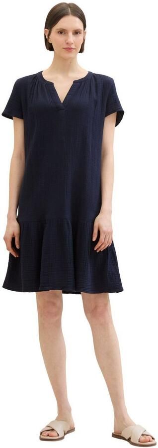 Tom Tailor Mini-jurk met lichte rimpeling in crinkle-look - Foto 4