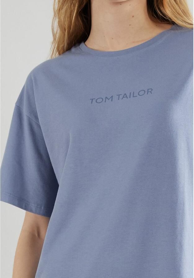 Tom Tailor Nachthemd Charlotte met logo korte mouwen ronde hals huidvriendelijk ade d