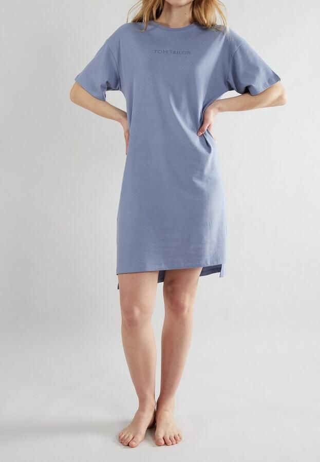 Tom Tailor Nachthemd Charlotte met logo korte mouwen ronde hals huidvriendelijk ade d - Foto 3