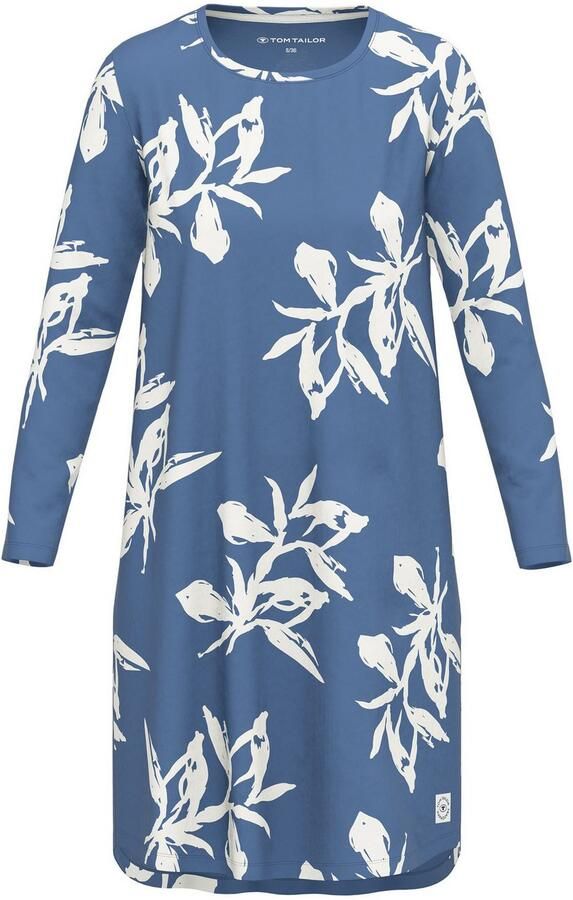 Tom Tailor Nachthemd Positivism met print lange mouwen ronde hals viscosemix ademend