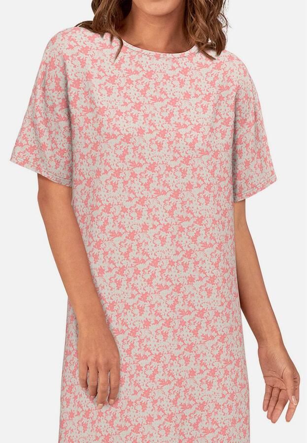 Tom Tailor Nachthemd Westport met print korte mouwen ronde hals katoenmix comfortabel zacht