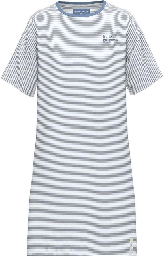 Tom Tailor Nachthemd Westport Streepdesign korte mouw ronde hals katoenmix ade d - Foto 3