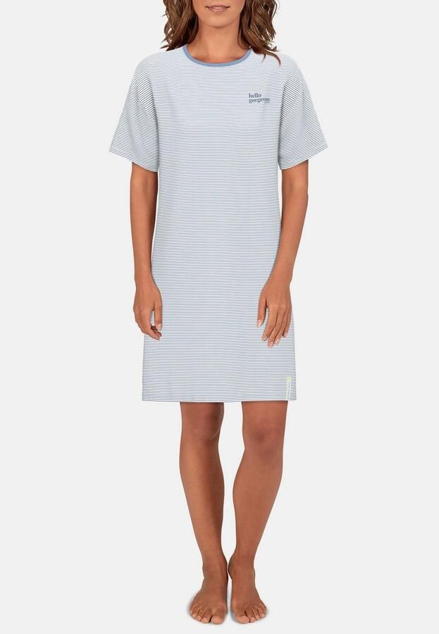 Tom Tailor Nachthemd Westport Streepdesign korte mouw ronde hals katoenmix ade d - Foto 2