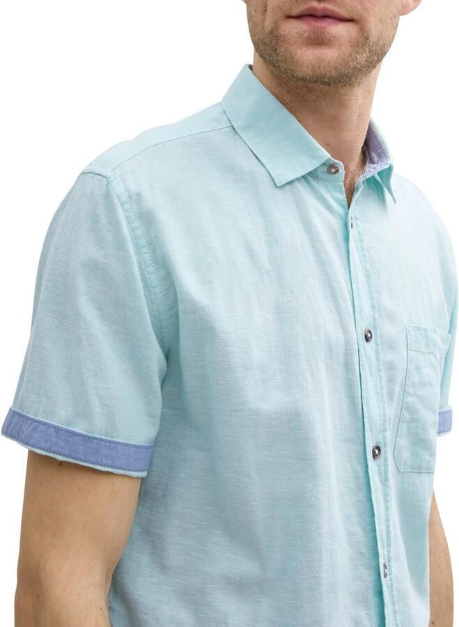 Tom Tailor Regular fit linnen overhemd met korte mouwen - Foto 2