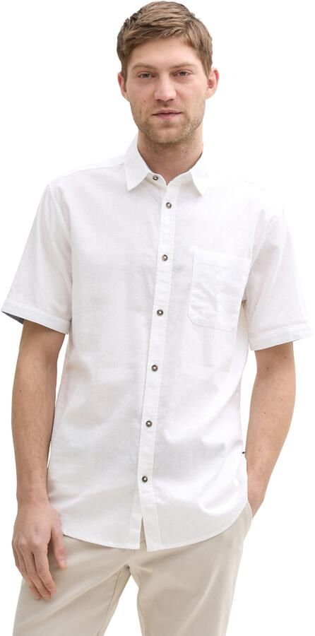 Tom Tailor Regular fit linnen overhemd met korte mouwen - Foto 6