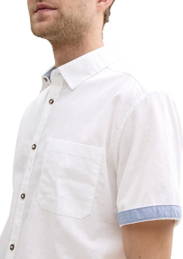 Tom Tailor Regular fit linnen overhemd met korte mouwen - Foto 2