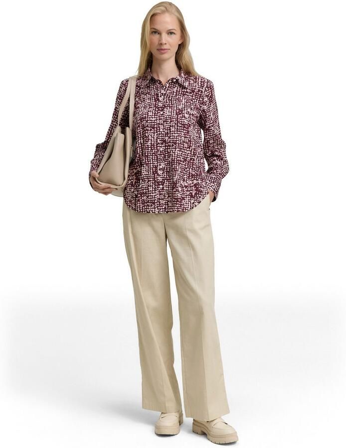 Tom Tailor Regular fit overhemdblouse van een mix van katoen en modal