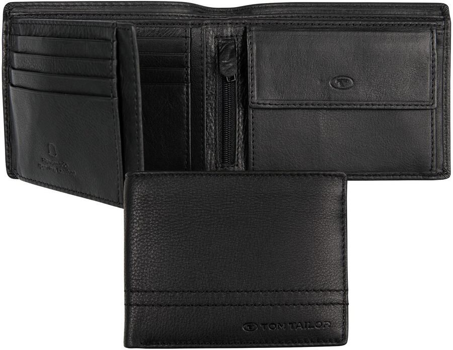 Tom Tailor Portemonnee Jerrie van stevig rundleer multifunctioneel en met doorlopende decoratieve stiksels