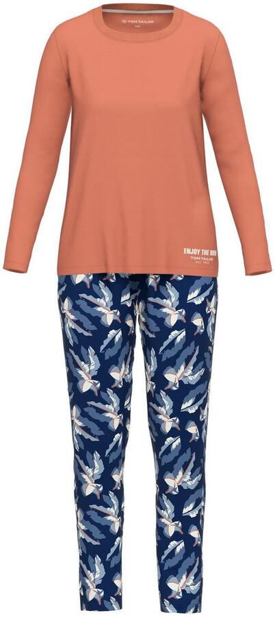 Tom Tailor Pyjama illa met patroon lange mouwen ronde hals lange broek katoenmix (2-delig) - Foto 4