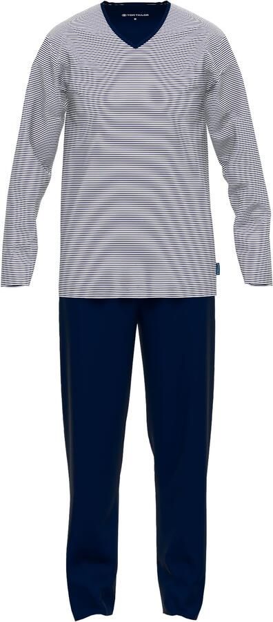Tom Tailor Pyjama Nevada Streepdesign lange mouw V-hals lange broek ademend (2-delig) - Foto 3