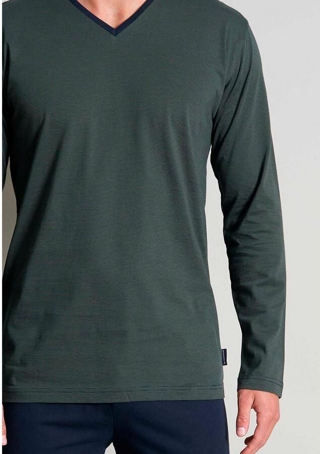 Tom Tailor Pyjama Nevada Streepdesign lange mouw V-hals lange broek ade d (2-delig)