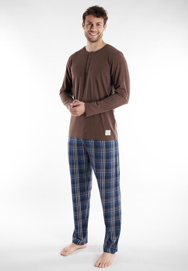 Tom Tailor Pyjama Rhodos geruite broek lange mouwen katoenmix elastische band (2-delig) - Foto 6