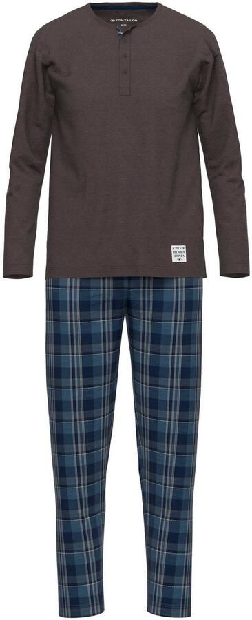 Tom Tailor Pyjama Rhodos geruite broek lange mouwen katoenmix elastische band (2-delig) - Foto 3