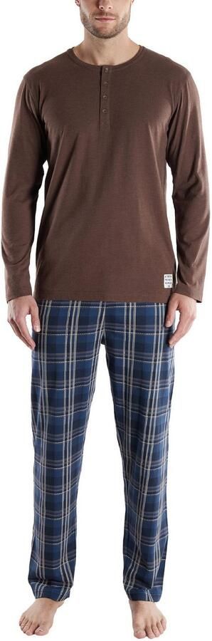 Tom Tailor Pyjama Rhodos geruite broek lange mouwen katoenmix elastische band (2-delig) - Foto 5