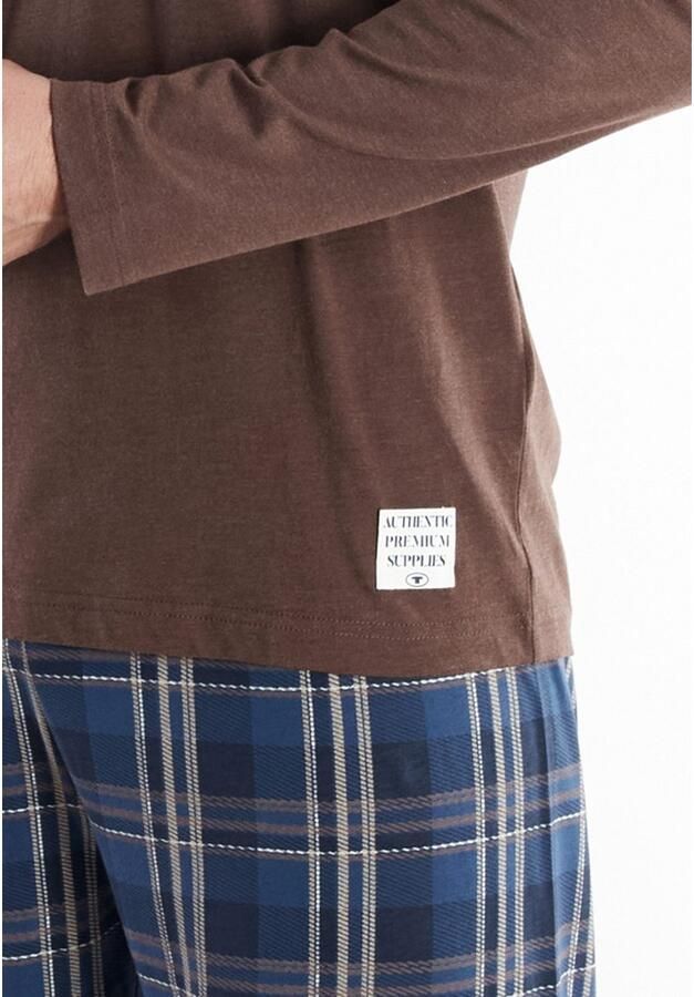 Tom Tailor Pyjama Rhodos geruite broek lange mouwen katoenmix elastische band (2-delig)