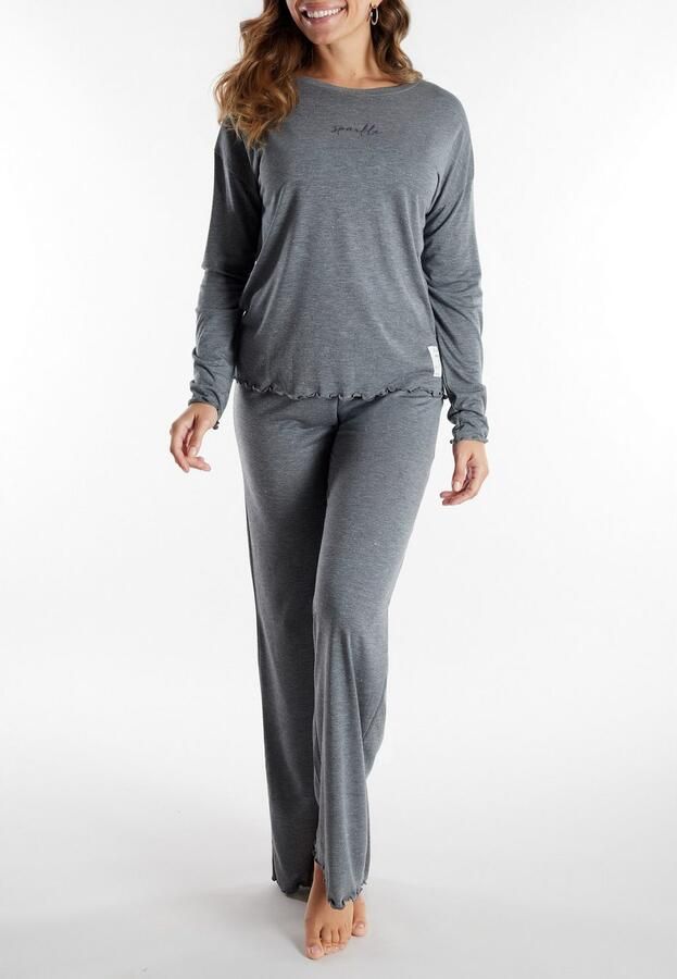 Tom Tailor Pyjama Xanthi met lange mouwen licht gemêleerd ronde hals (2-delig) - Foto 3