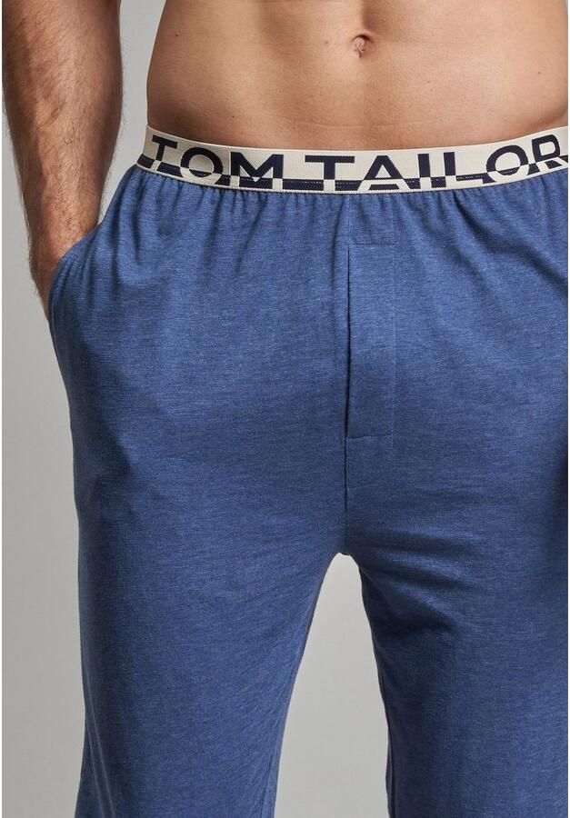 Tom Tailor Pyjamabroek BRÜGGE Logoband smalle pasvorm zijzakken ade d katoenmix