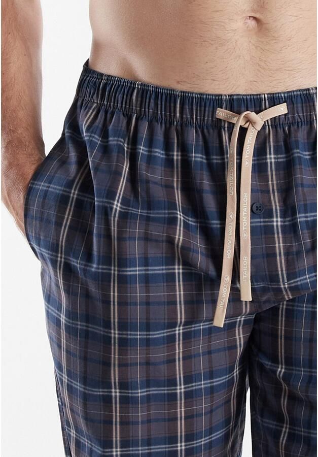 Tom Tailor Pyjamabroek Milos met elastische tailleband trekkoord geruit