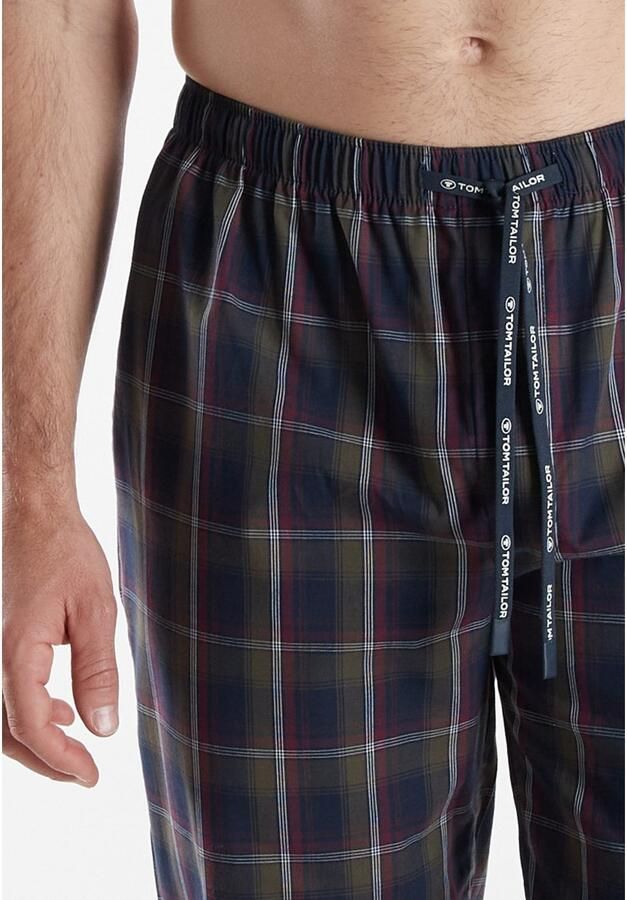 Tom Tailor Pyjamabroek Milos met elastische tailleband trekkoord geruit