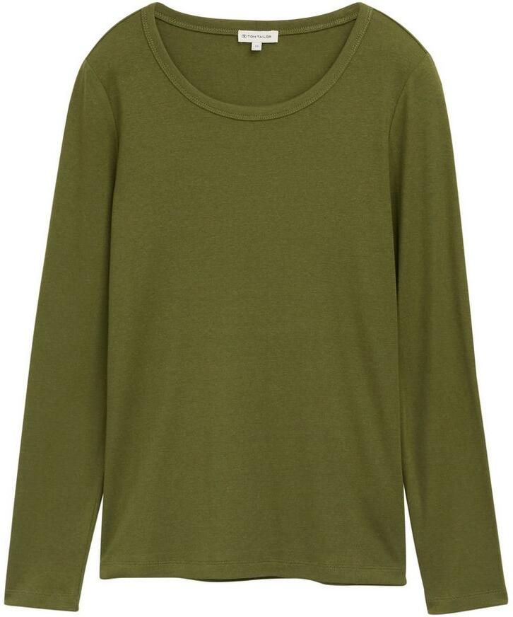 Tom Tailor Shirt met lange mouwen met ronde hals en stretch