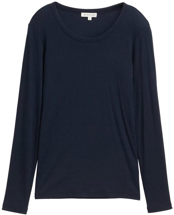 Tom Tailor Shirt met lange mouwen met ronde hals en stretch